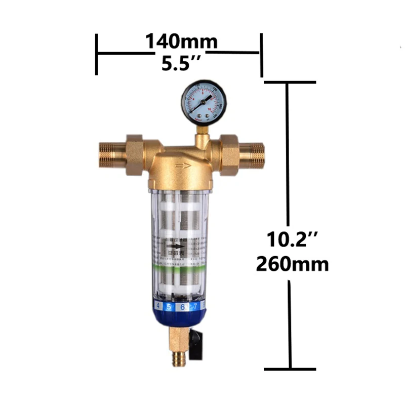 Water Filter Full-Automatic Timing Automatic Rotary Scrubbing Backwashing 3 T/h Large Flow Pre-Filter Central Water Purifier