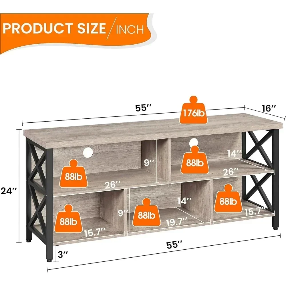 4 Pieces Living Room Table Sets - Includes TV Stand with Storage, Lift-top Coffee Table with Baskets, 2 Set End Side Table