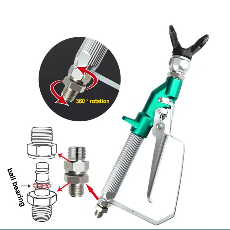 Airless Paint Spray Gun Inline Celling Spray High Pressure 3600 PSI 517 TIP Ball bearings 360 degrees Swivel Joint