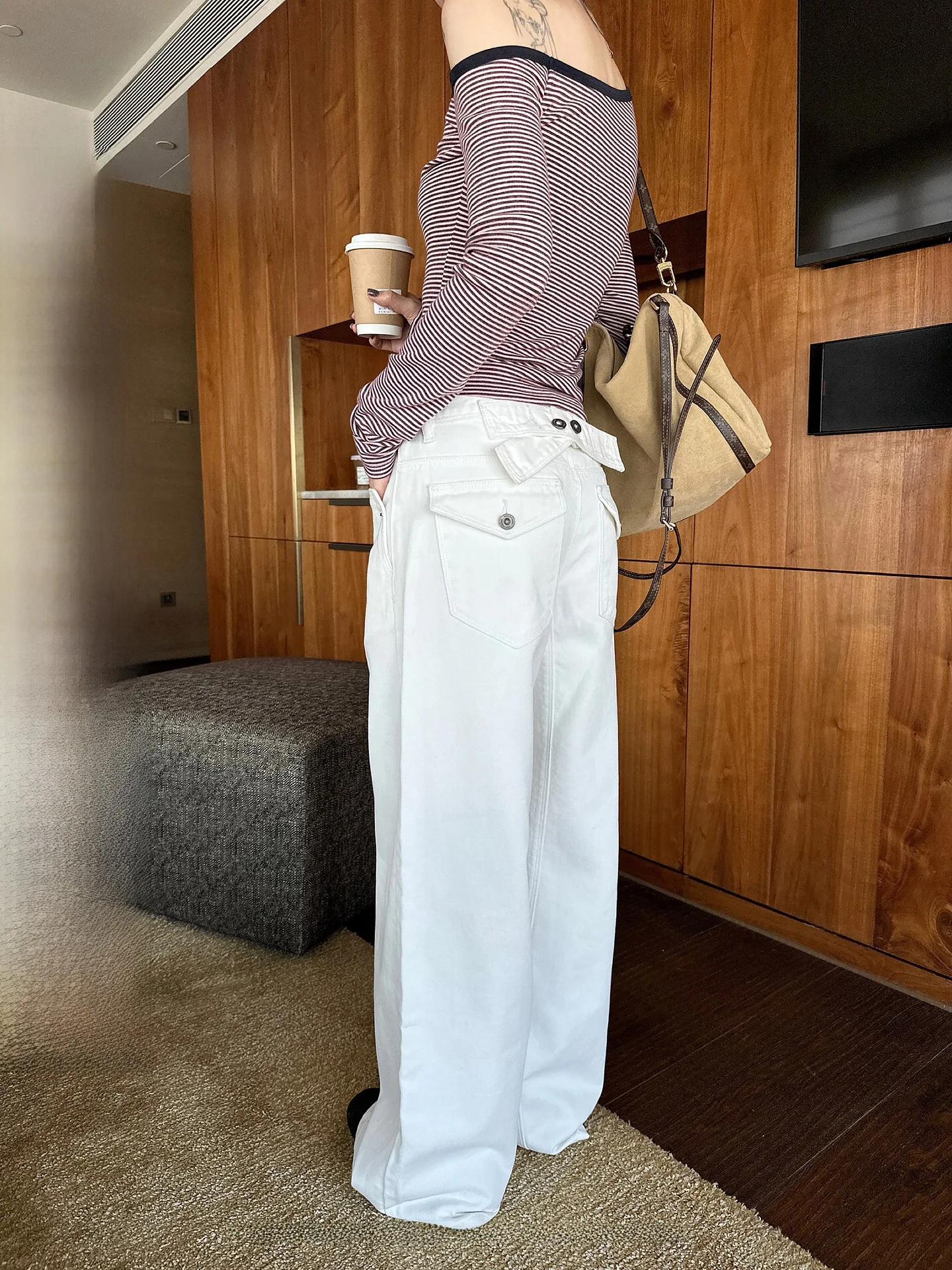 

Женские широкие джинсы NingSi из 100% хлопка, белые, прямые, повседневные, универсальные, длинные брюки, весенний сезон, драпированные, комфортные