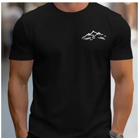 تي شيرت برقبة دائرية وأكمام قصيرة للرجال صيفي 100 قطن عصري كاجوال رياضي فضفاض مقاس كبير نمط جبلي مطبوع #4