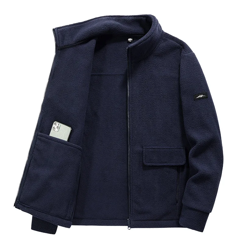 Fleece Jacket Warm Windproof Coat Men Women Outdoor Tops Sweatshirts Autumn Winter New Jacket Zipper Long Sleeve Stand-up Collar