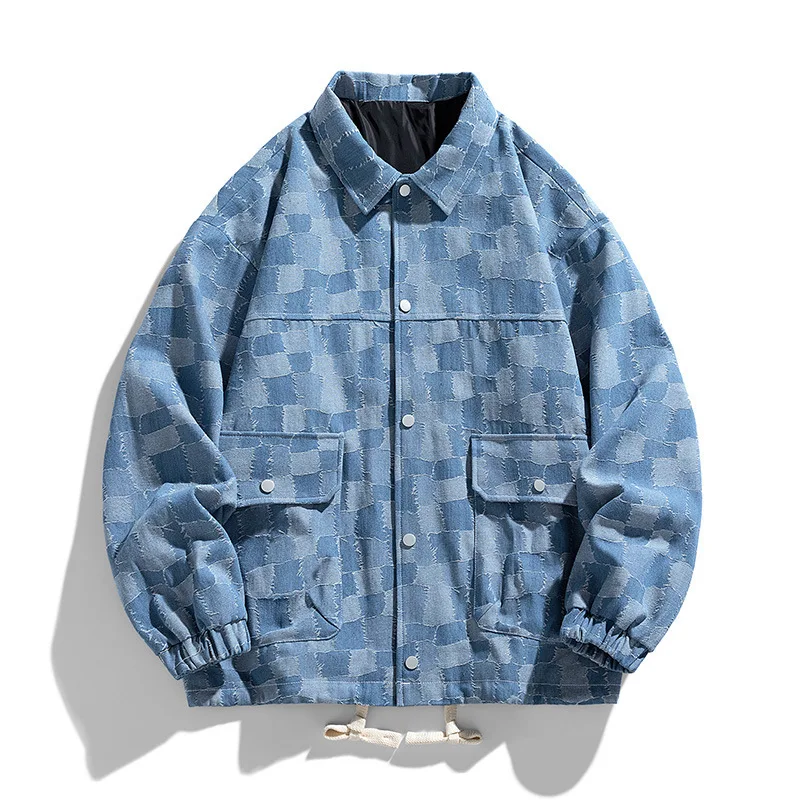 

Couple Denim Jacket Spring and Autumn New Men's Tooling Jacket Girls Versatile Plaid Shirt Men's Jacket