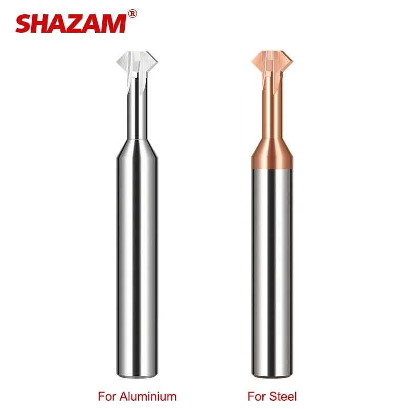 SHAZAM HRC60 4F Tungsten Steel Carbides 90 Upper And Lower Inner Hole Chamfering Milling Cutter CNC Double-Sided T-Shaped Tool