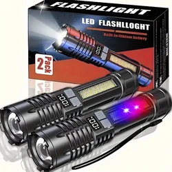 Linterna Led de alta potencia con Zoom de tiro largo, linterna súper brillante, recargable por USB, antorcha muy fuerte para acampar