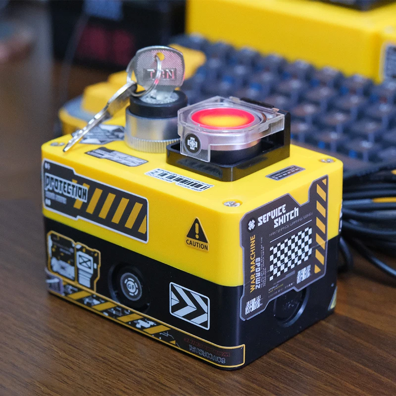 

Desktop PC Case External Power Switch Button Nuke Launch Style Dual Switch Computer Power Control Button with LED Indicator