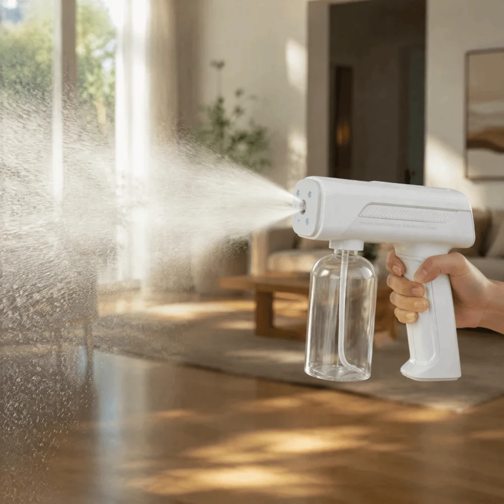 Rotating Nozzle Atomizing Spray Bottle Wireless USB Rechargeable Handheld Electric Sprayer Automatic Blue Light