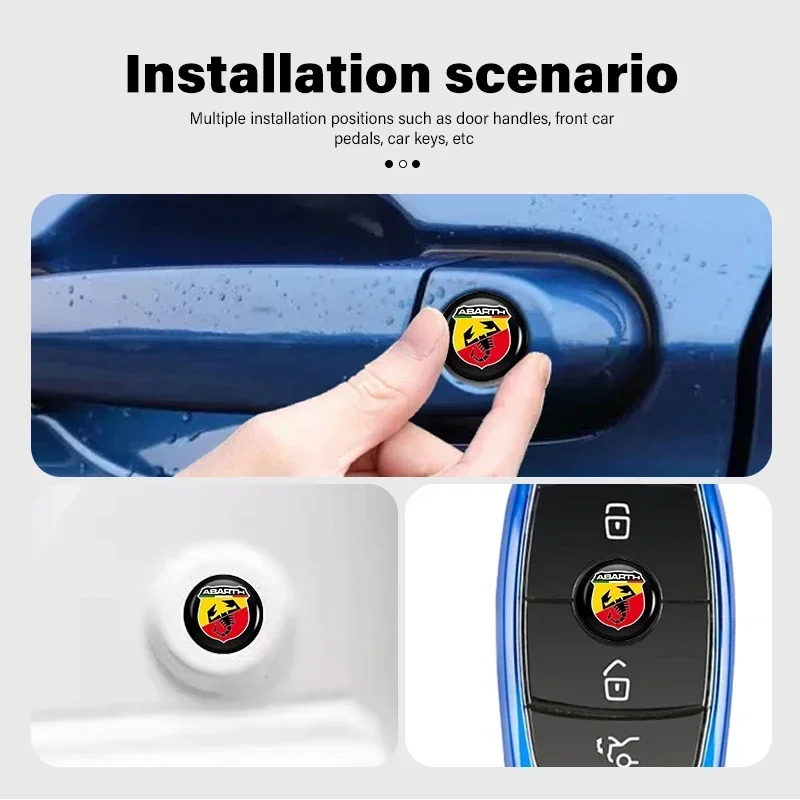 For FIAT 500 Punto Panda Doblo Bravo Freemont abarh14mm 3D Car Logo Key Fob Decoration Emblem Auto Key Badge Sticker Accessories