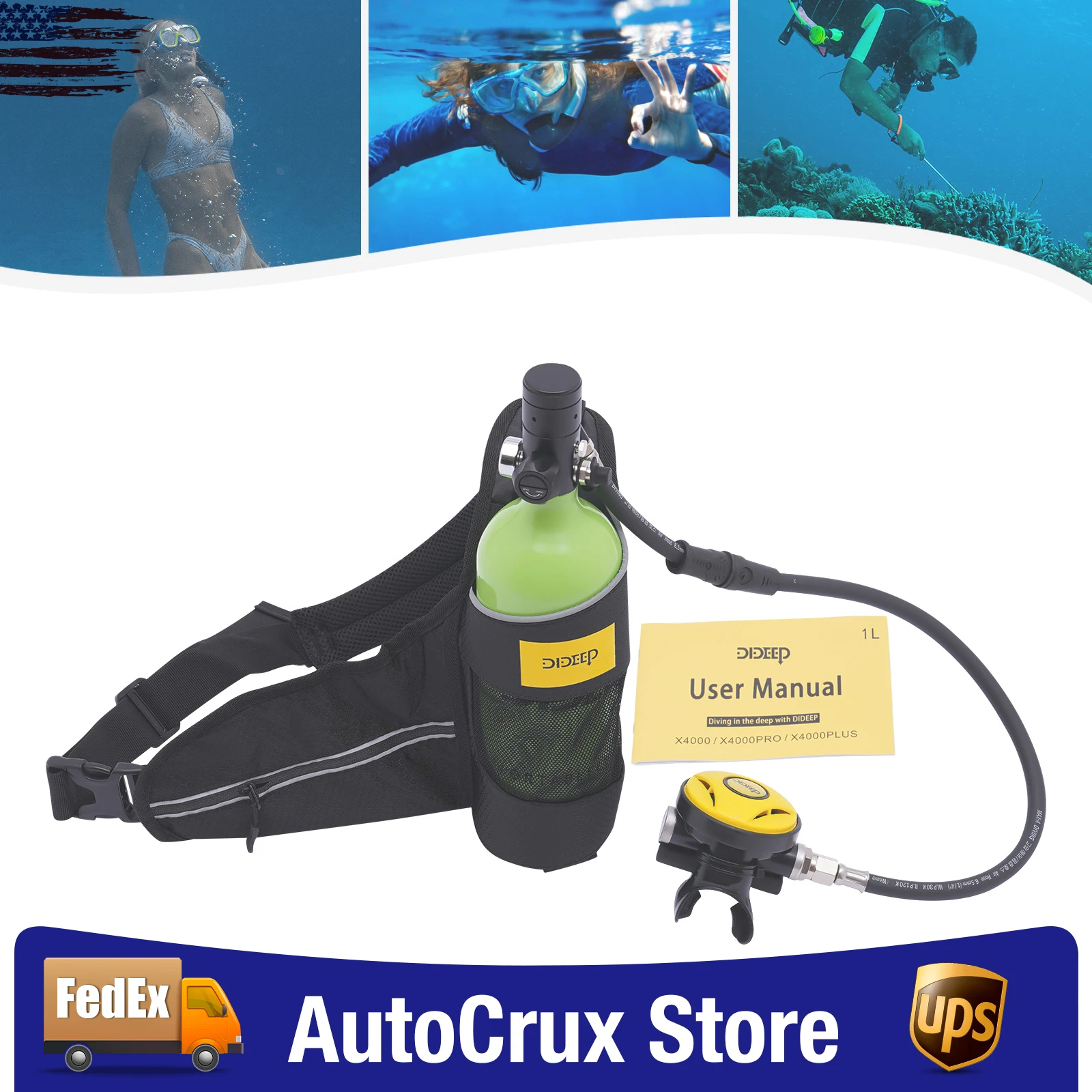 

Mini Scuba Tank, Portable 1L Diving Tank, Reusable Diving Cylinder, Scuba Diving Equipment for Underwater Breathing Training