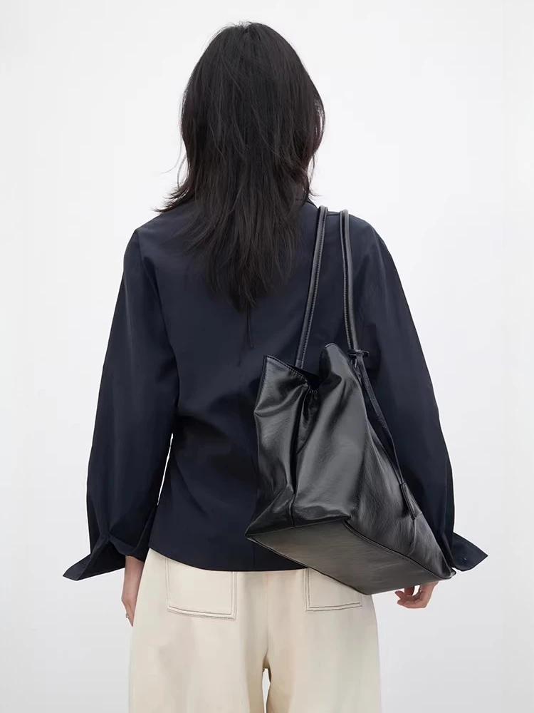 CHIC VEN New Korean Women Shirt Long Sleeve Solid Slim Waist Pleat Waist Cinching Blousers Office Ladies Coat Spring Autumn 2026