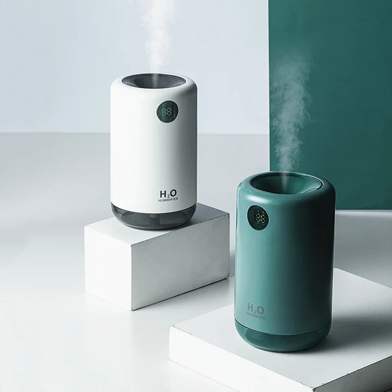 Humidificador de aire ultrasónico inalámbrico de mesa para el hogar, mini difusor de niebla de agua aromática portátil, muestra de duración de la batería, 500 ml, 2000 mAh de olor