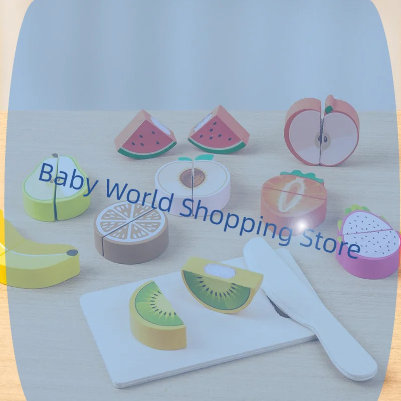 1 セットシミュレーション切断フルーツ食品ゲームプレイキッチンアクセサリーモンテッソーリ教育玩具子供のための木製ふりおもちゃ