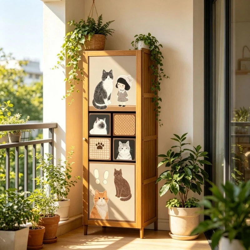 Log bedside storage cabinet Bedroom large capacity clothing locker Simple floor chest