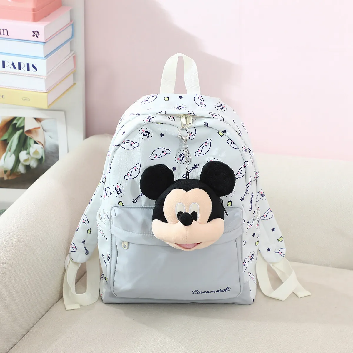 Cartoon Minnie Maus Geldbörse Tasche Anhänger Plüsch Spielzeug Mickey Schöne Kopfhörer Lagerung Tasche Kawaii Gefüllte Anime Puppe Geschenke Mädchen