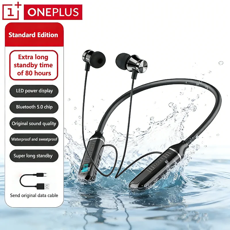 

OnePus Wireless Headphones Bluetooth Neckband Magnetic Earphones Sport Running Earbuds Waterproof Bluetooth 5.0 Headset With Mic