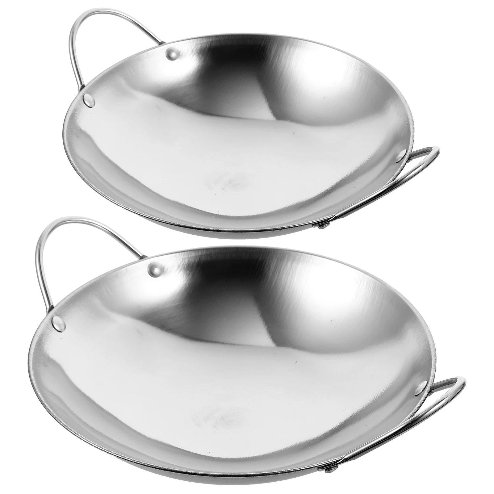 

Stainless Steel Wok Cooking Home Commercial Gas Stove Griddle Dual-Handled Thick High Temperature Resistant for Cooking