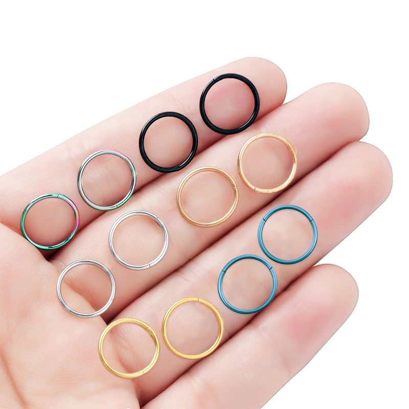 316 Surgical Steel Nose/Ear Rings - 18G/16G Hypoallergenic Circular Body Piercing Jewelry, Minimalist Seamless Hoops image 3