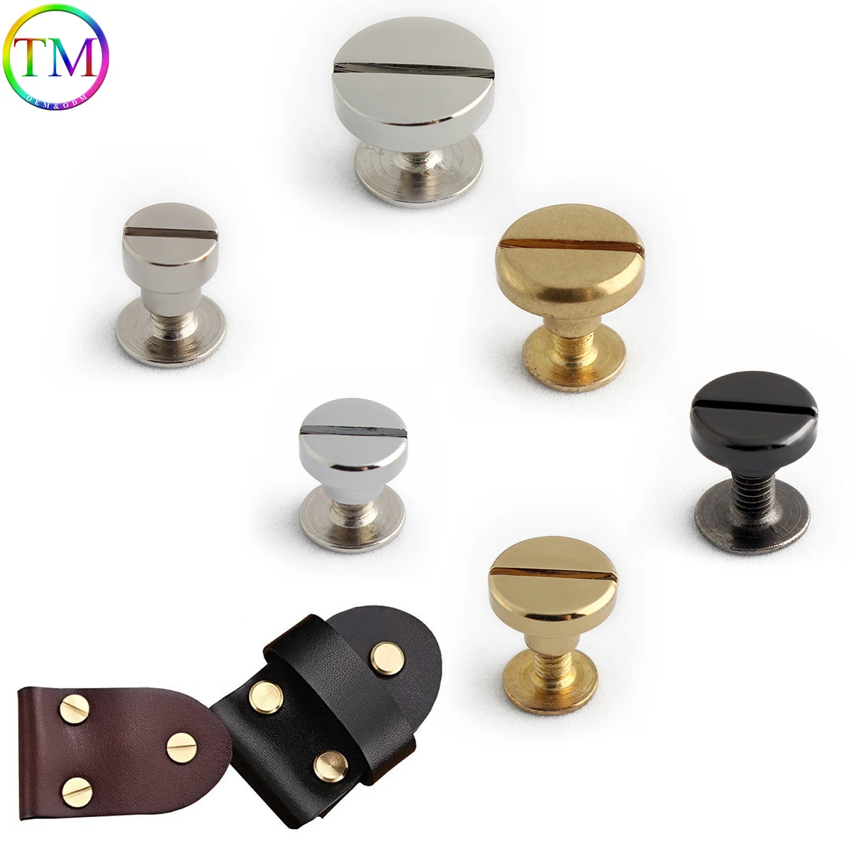 Factory wholesale High quality Brass One Slotted Screws Cylindere Head Screws  With Large Flat Round Head  For Leather