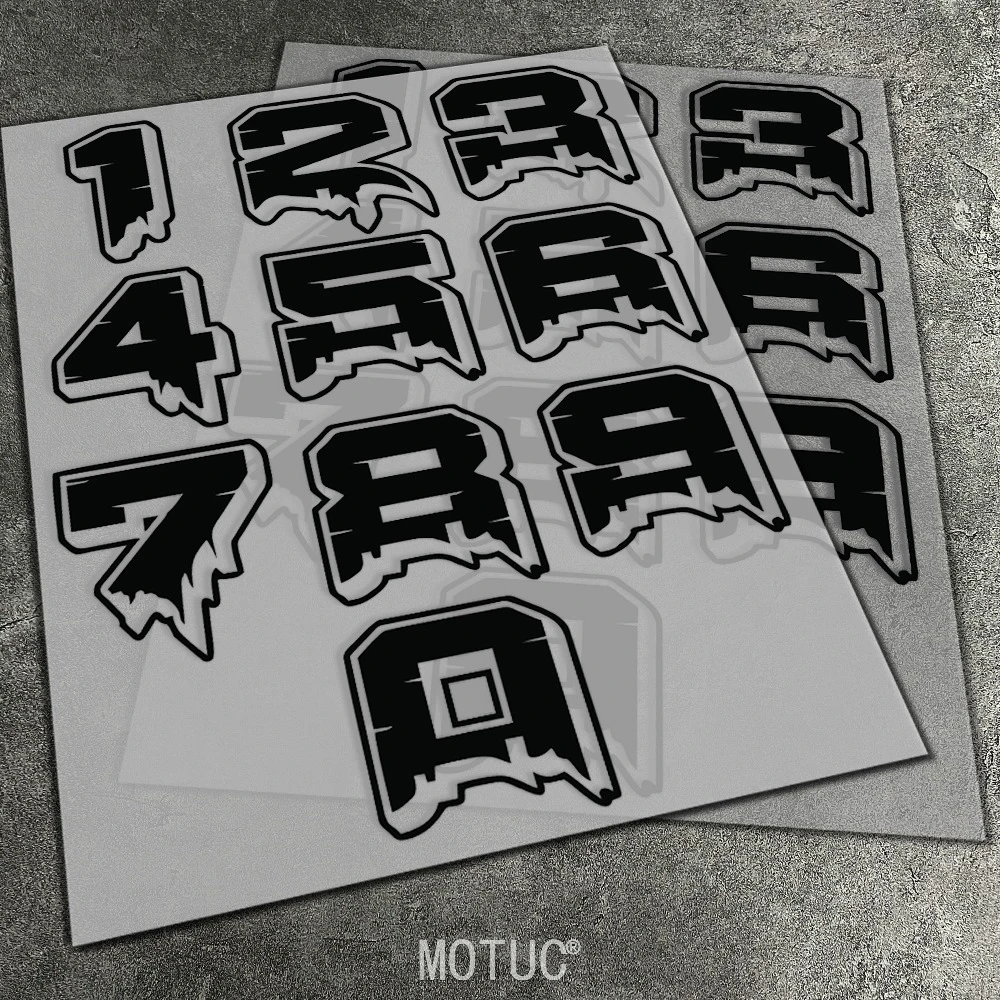 

1 шт. Мотоциклетные наклейки с номерами 0-9, черные, водонепроницаемые, виниловые, для шлема, бака, обтекателя, кофра, окна автомобиля, гоночные декоративные наклейки
