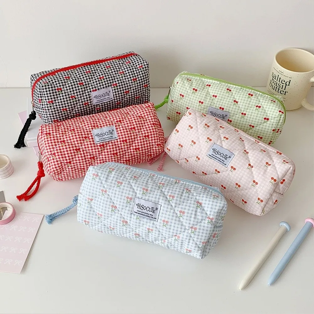Single Layer Fruit Cherry Pencil Bag Large Capacity Cute Design Korean Cherry Pencil Case School Pencil Box Pencil Holder