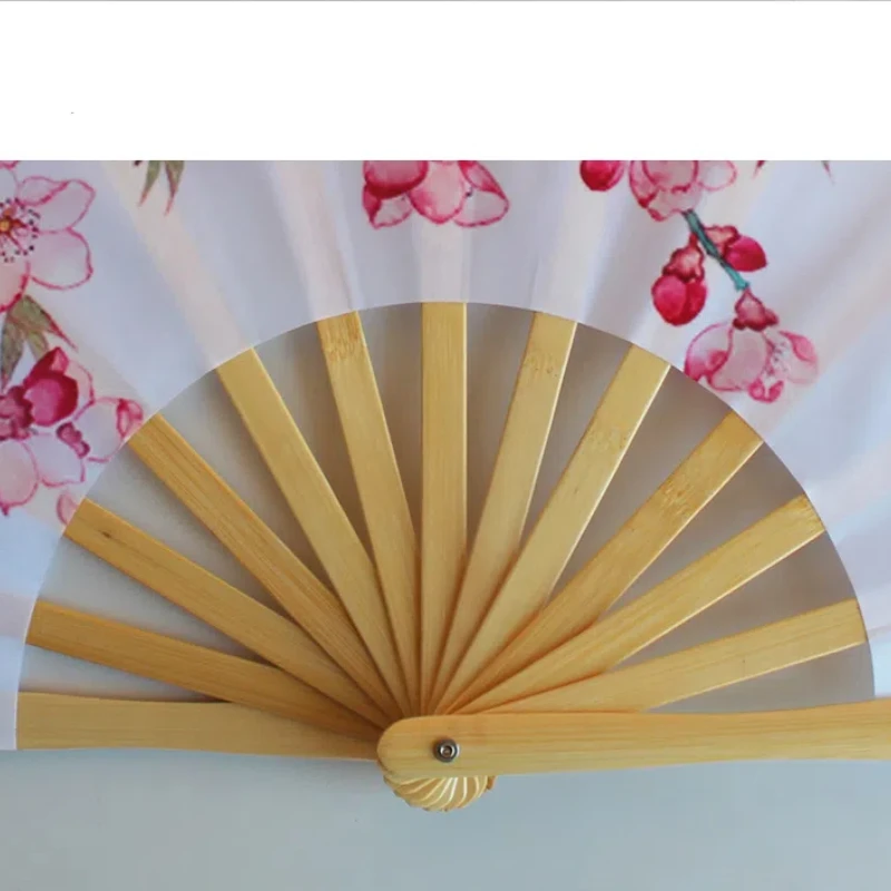 New Arrival Peach Blossom Tai Chi Fan China-Chic Chinese style Bamboo Ribs Ring Fan Kung Fu Cheongsam Show Performance Dance Fan - Image 5