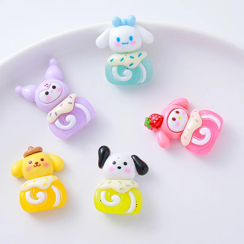 

5pcs Sanrio Colorful Series Resin Flatback Cabochons DIY Jewelry Accessories Handmade Mobile Phone Case Charms Hairpin Material