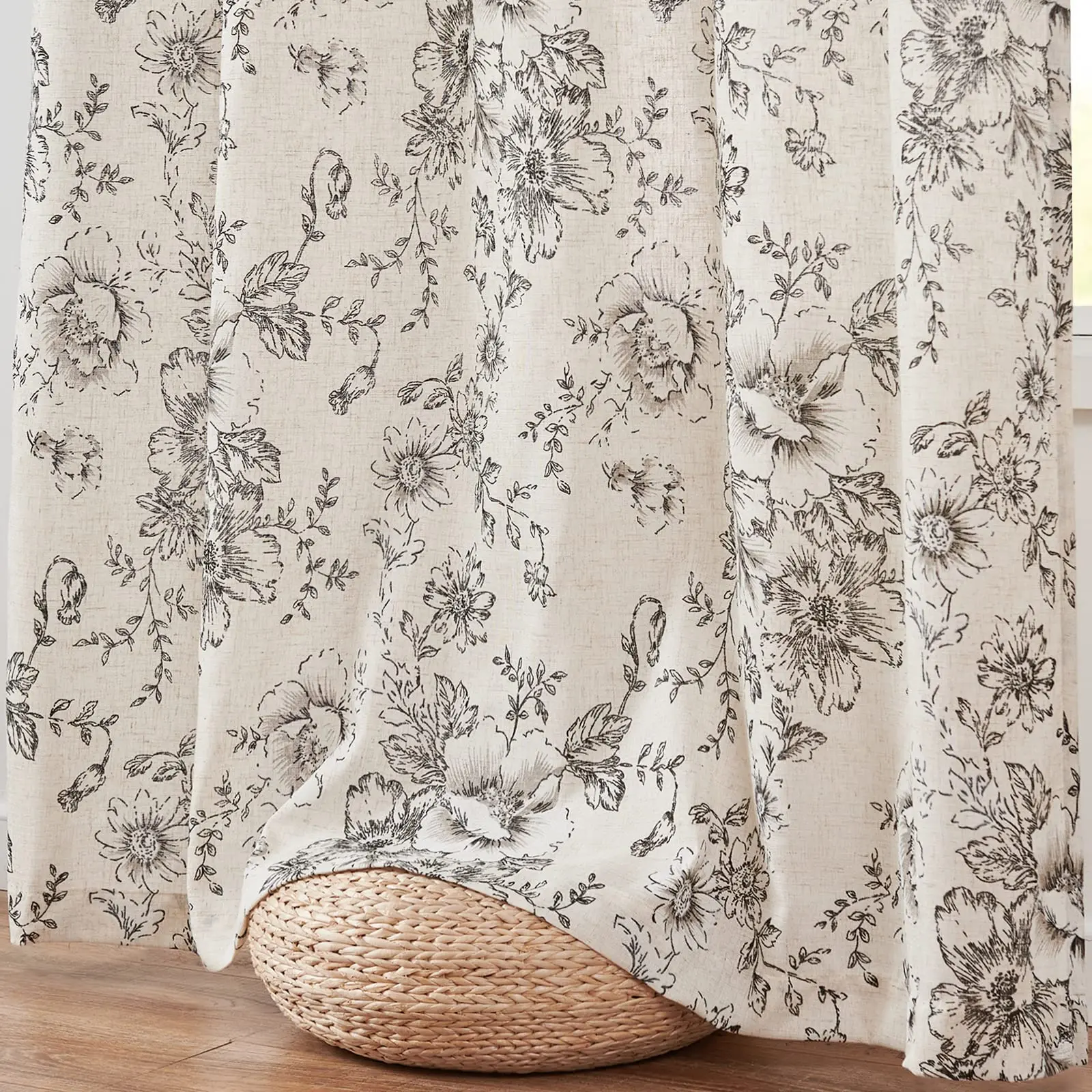 Tende in lino di cotone tende floreali per soggiorno tasca per asta fattoria Peony Flower Patterned tende tenda per finestra della camera da letto