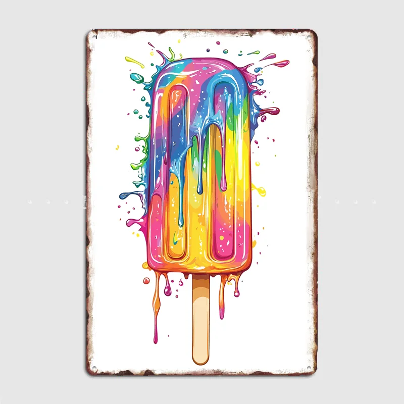 Melting Rainbow Popsicle Vintage Poster Metal Sign Custom Bedroom Room Decor Home Decor Posters Wall Decoration