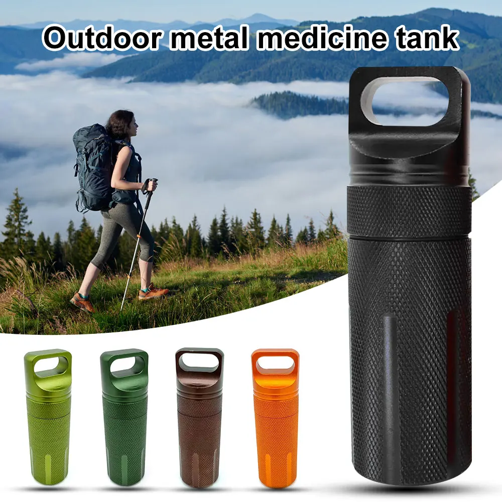 Aluminum EDC Survival Kit Waterproof Seal Bottle Capsule Airtight Case Outdoor Tools Capsule Holder Storage Container Tool