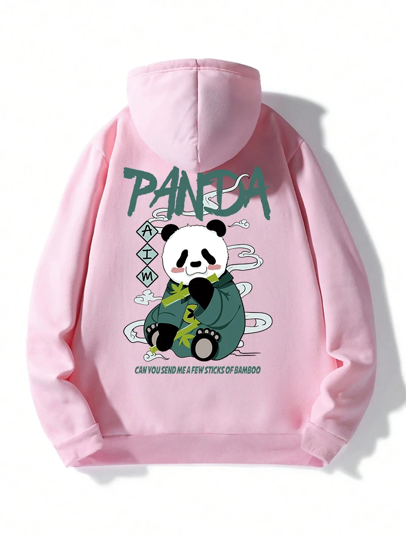 

Casual Womans Hoodies Kawaii Cartoons Panda Printed Sweatshirts Soft Breathable Loose Pocket Pullover Autumn Female Clothing