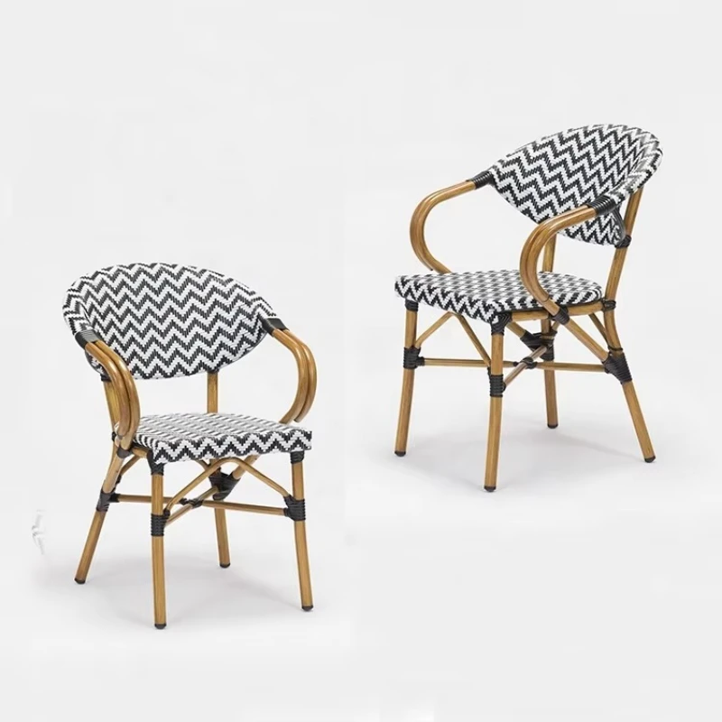 

Wholesale Outdoor Furniture French Bistro Cafe Garden Stacked Armchairs Terrace Chairs and Dining Table Set