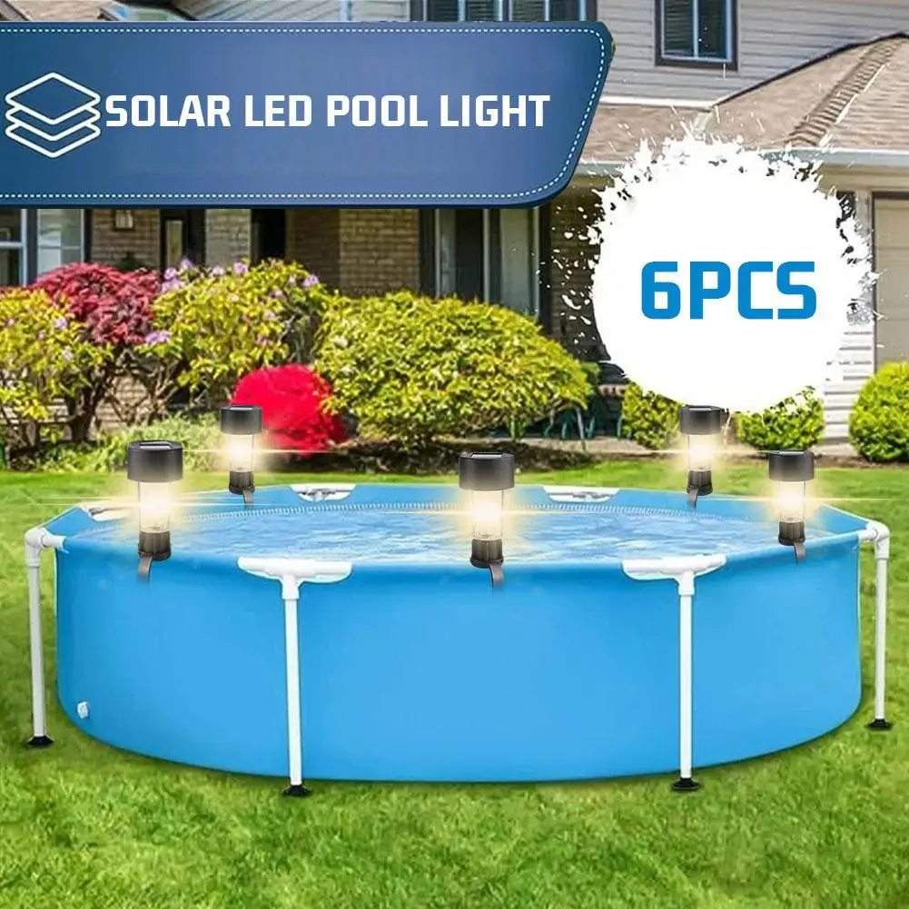 6pcs Solar Pool Light Frame on the ground for swimming pool outdoor pool fence decorative accessories Waterproof LED I5T2