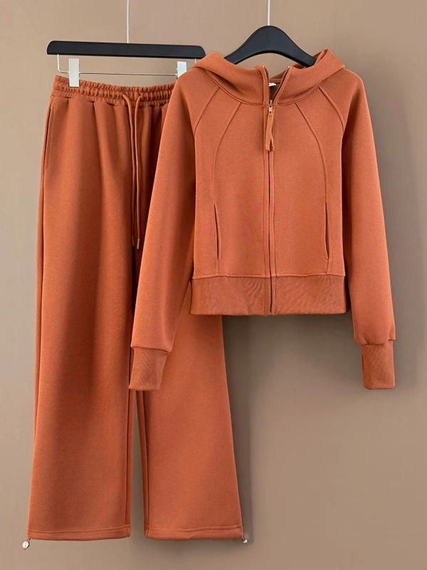 

Spring 2026 Salt Series Women's Casual Sportswear Set Trendy Anti-Aging Jacket Top Wide Leg Pants Two-Piece Set Comfortable