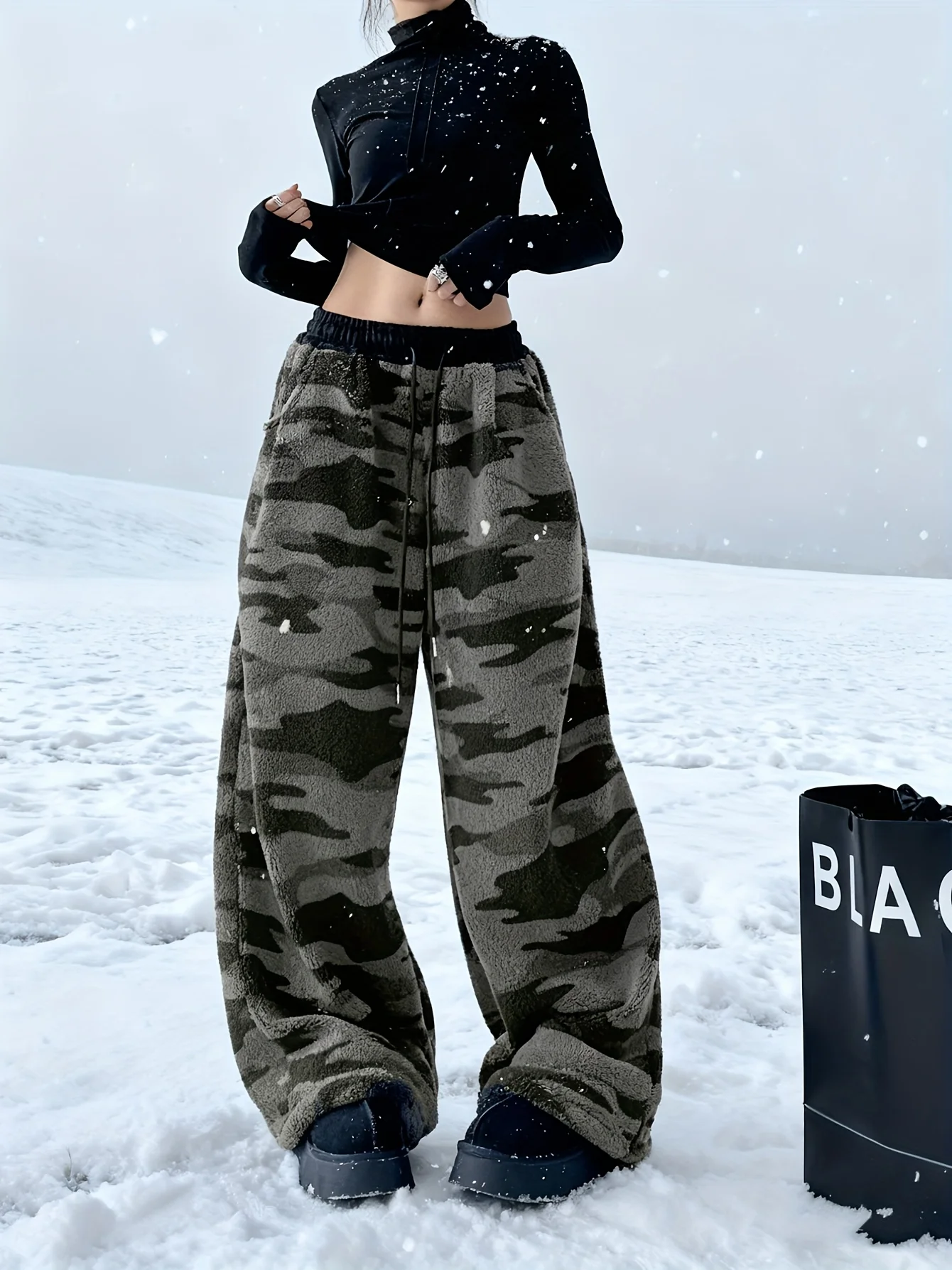 Unisex-Hose, gerade geschnitten, schnelltrocknend, mit 3D-Druck, Camouflage-Muster, lockerer Schnitt, Streetwear-Optik, elastischer Bund, lässig, für Outdoor-Sport, lange Hose. – Detail 3