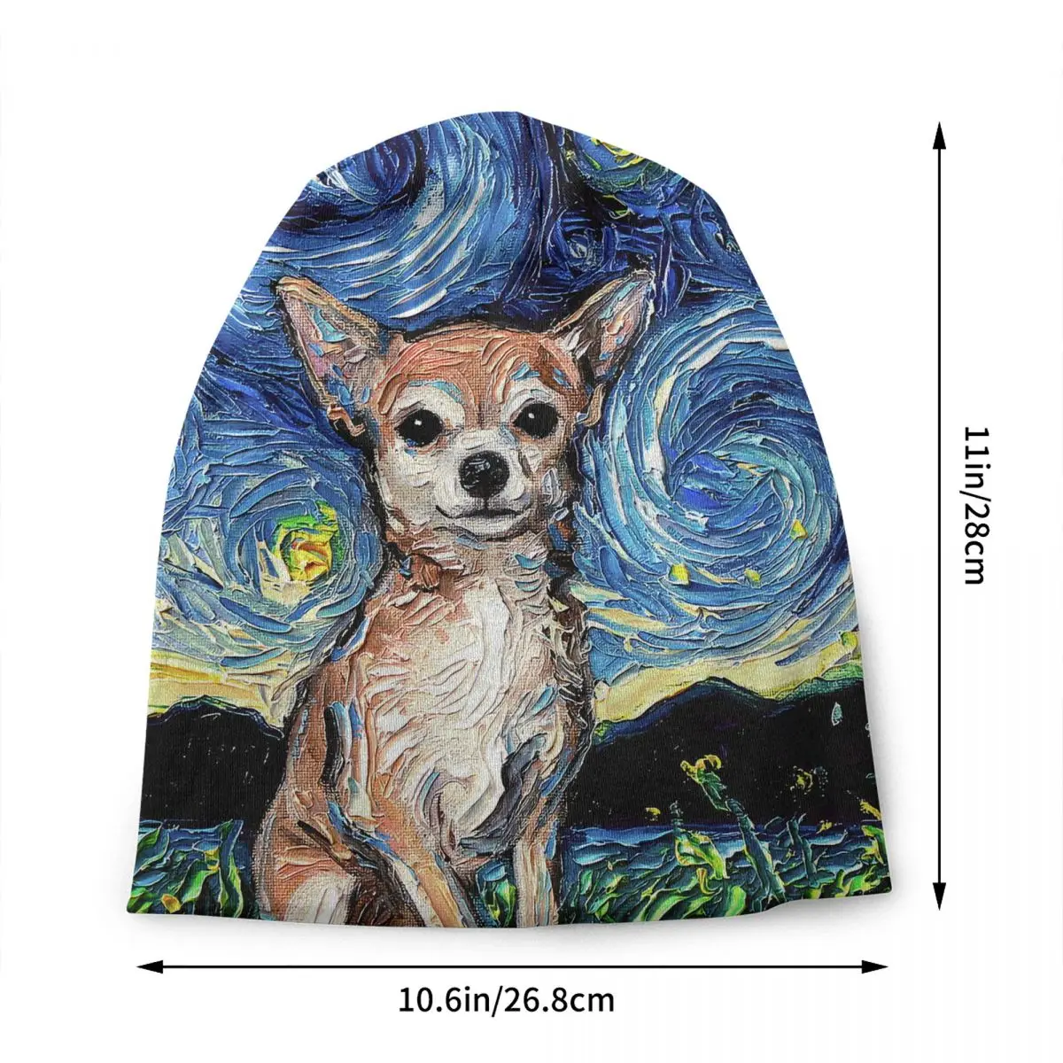 Chihuahua Starry Night Art Bonnet Hats Fashion Knitted Hat For Women Men Autumn Winter Warm Pet Dog Lover Skullies Beanies Caps