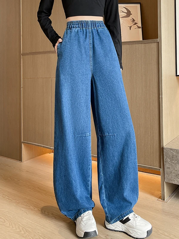 

Ретро-джинсы американского стиля с широкими штанинами для женщин, свободные брюки в пол, хлопковые брюки с высокой талией, осенняя мода для женщин