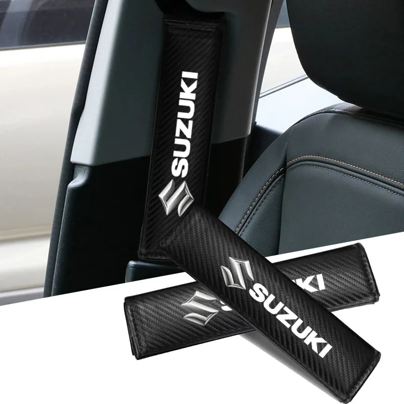 Cinto de segurança do carro almofada de ombro capa de fibra de carbono protetor de cinto de segurança para suzuki s-cross sx4 swift XL-7 proteger o ombro