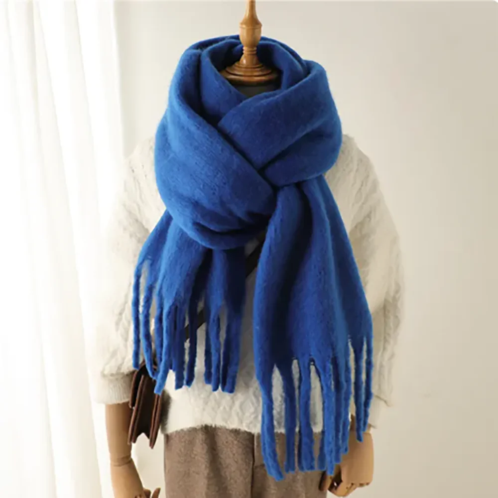 

Winter Scarf Women Cashmere Warm Pashmina Solid Female Scarves Wraps Thick Soft Bufanda Big Tassels Shawl Long Stole