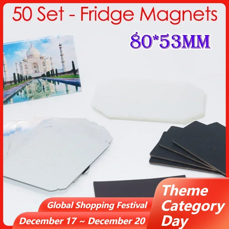 Rectangle DIY Fridge Magnet Making Parts 80x53mm 50Sets Refrigerator Magnets Badge Button Consumables for Metal Button Maker