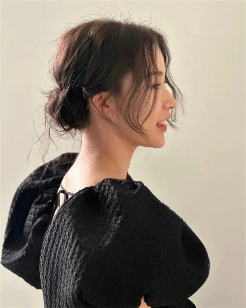 ZHUISHU Square Neck Black Short Korea Wedding Dresses Photos Shoot Customized Draped Short Puff Sleeve Outfit Bride Party Dresse