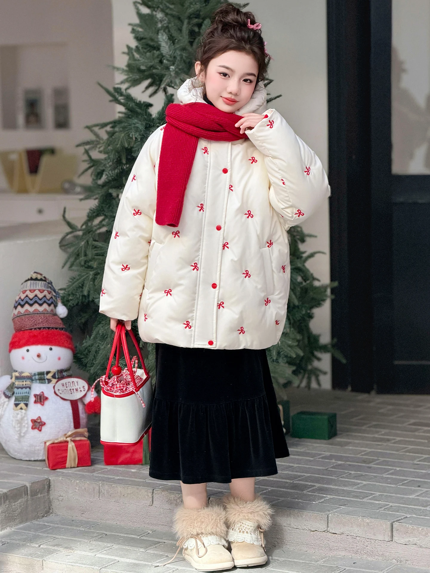 

Thiened Cotton Jaet for Girls Autumn Winter Faion Casual Children's Wear Winter Outerwear Coat Korean Sle Long Sve...
