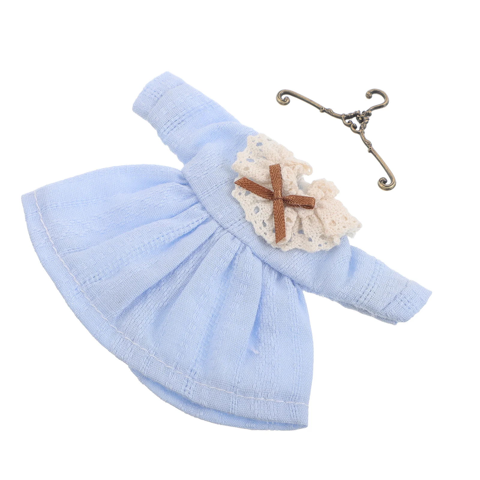 Vintage Dress Lace Neckline Mini Skirt For Ob11 Fit Dollhouse Wedding Party Photography Clothing Accessories