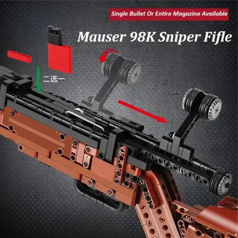 Mold King Mauser Kar98K Byggstensmodell Andra Världskriget Vapenserie Tungt Snipergevär Montera Klossar Skjuta Leksaker Barnpresenter 10 best sales kar98k Lego-leksak - №4
