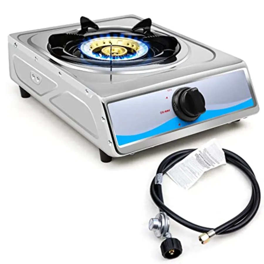 

Portable Single Burner Gas Stove for RV rtments Outdoor Cooking Propane Gas Cooktop Stainless Steel Auto Ignition LPG