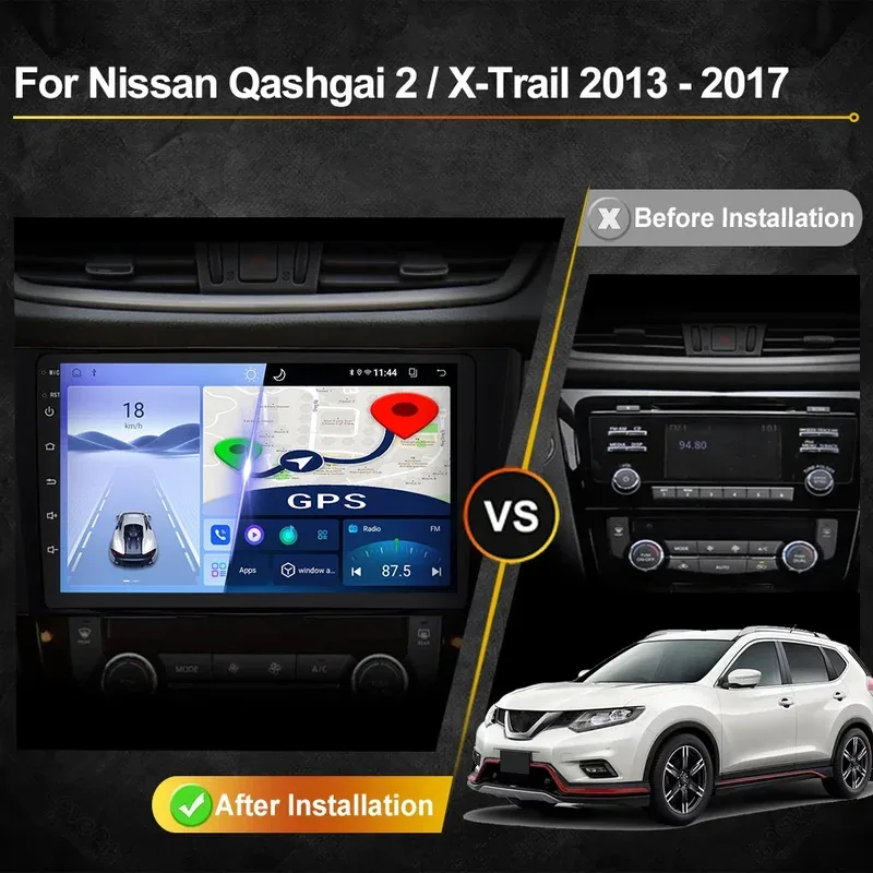For Nissan Qashqai J11 X-Trail T32 2013-2017 Car Radio Android Automotive Multimedia Player GPS Navigation Carplay Auto Stereo