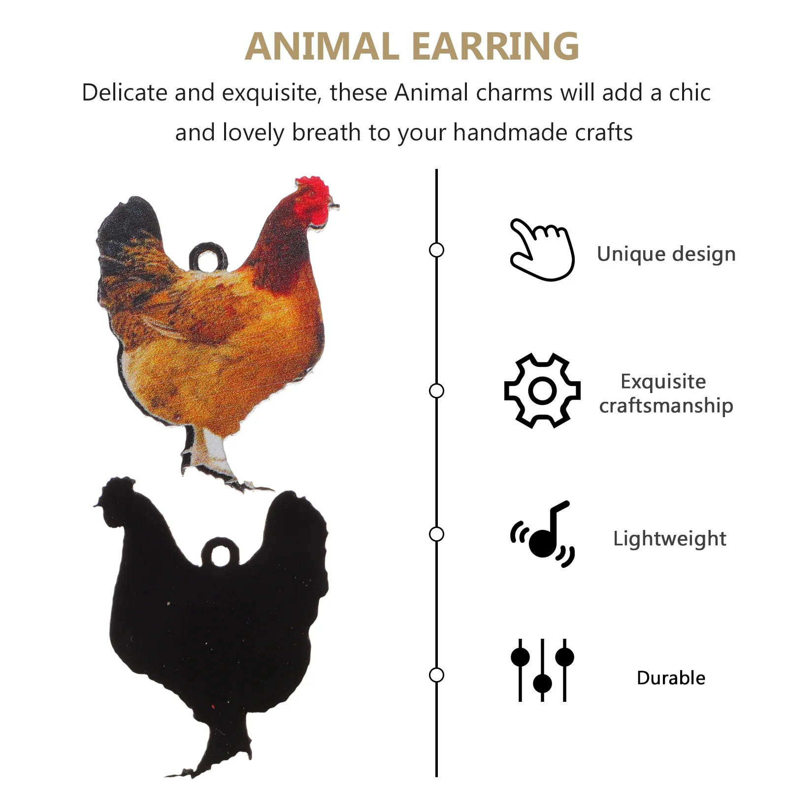 

20Pcs Chicken Animal Charms Hanging Hole Acrylic Pendants for DIY Jewelry Making Cute Bracelet Craft Accessories