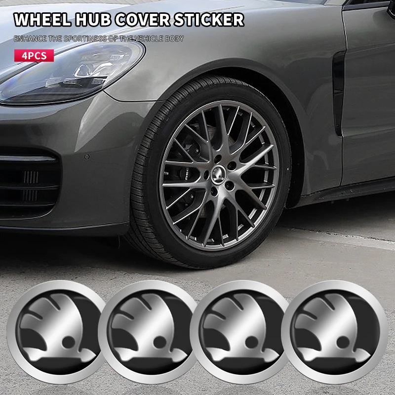 4pcs 56mm Car Wheel Center Hub Cap Badge Emblem Decal Wheel Sticker For Skoda Octavia KAMIQ KODIAQ SUPERB RAPIDFABIA YETI