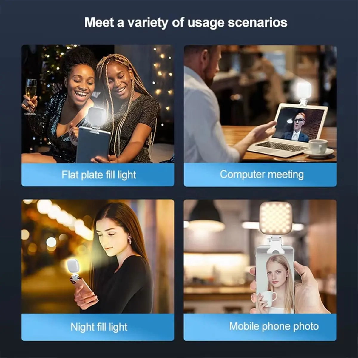Stable- Pocket LED Selfie Light Video Shooting Ring Light Clip Round Ring Lamp Photography LED Fill Light Phone Accessories B