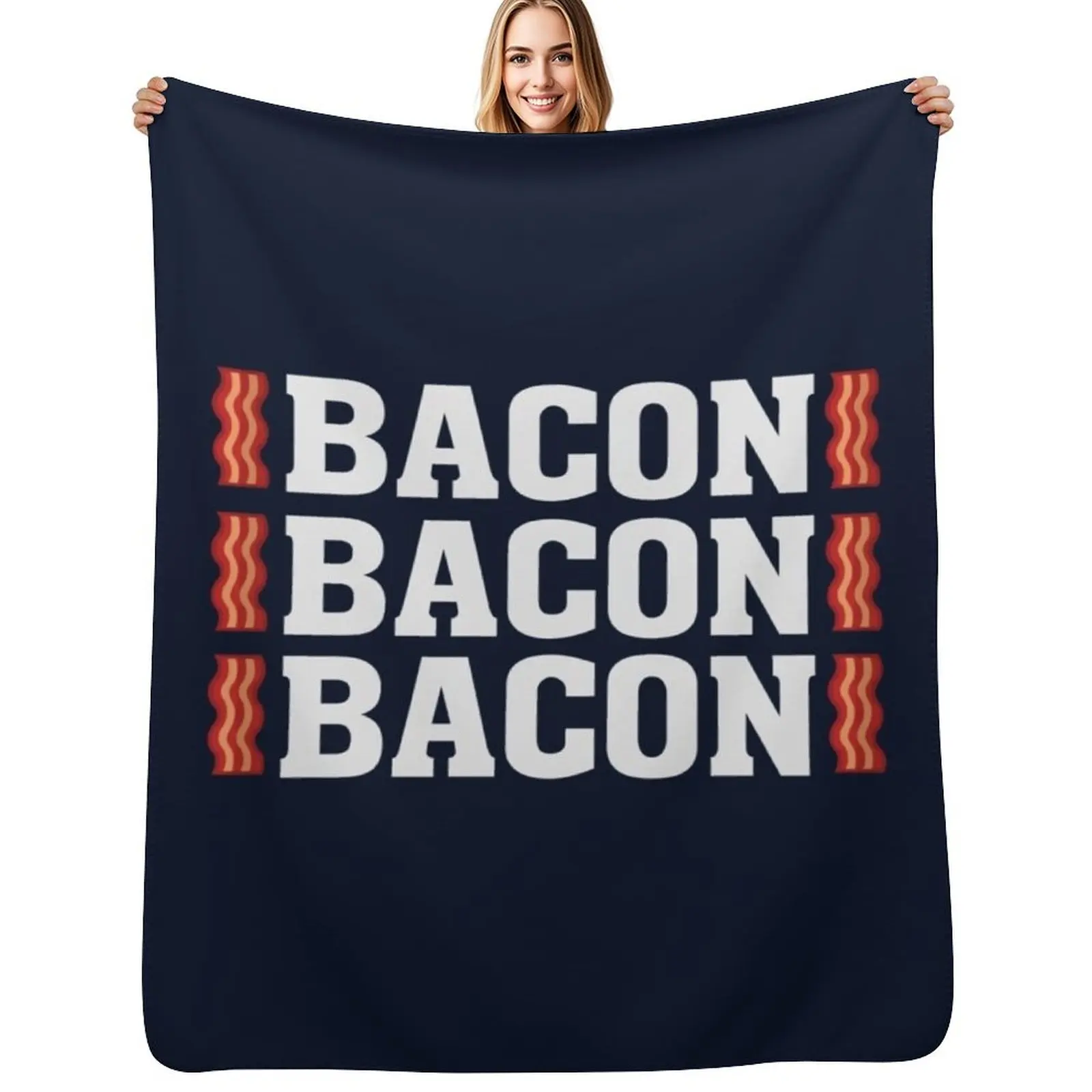 

Bacon Bacon Bacon Funny Lover Throw Blanket Faux Fur Soft Warm Blanket for Bed