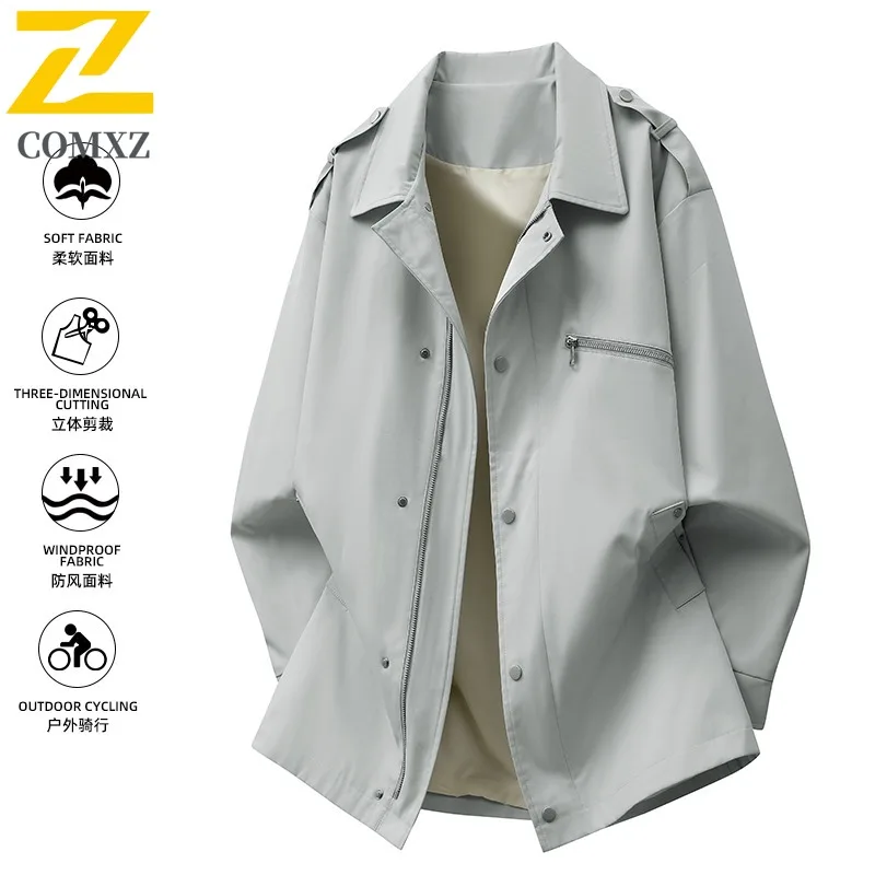 COMXZ Men's Large Size Mid - Length Loose Fit Trendy Outdoor Mountain style Waterproof Windproof Jacket lightweight windbreaker